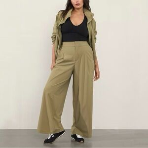 NWT ATHLETA Pinnacle Trouser Olive Green Wide Leg Pant 16